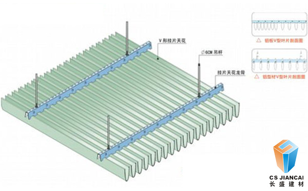 v型鋁掛片吊頂安裝節點示意圖3004