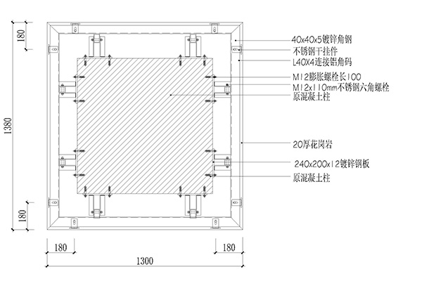 方形包柱鋁單板結構規格圖